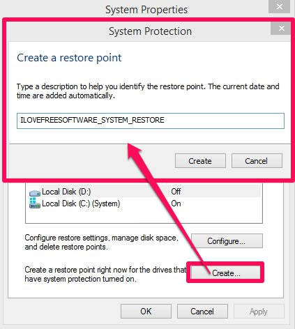 System Restore-System Restore Point Name