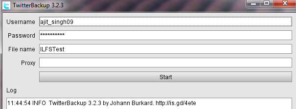 TwitterBackup Interface