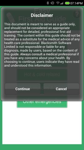 Using Easy First Aid Guide for Android