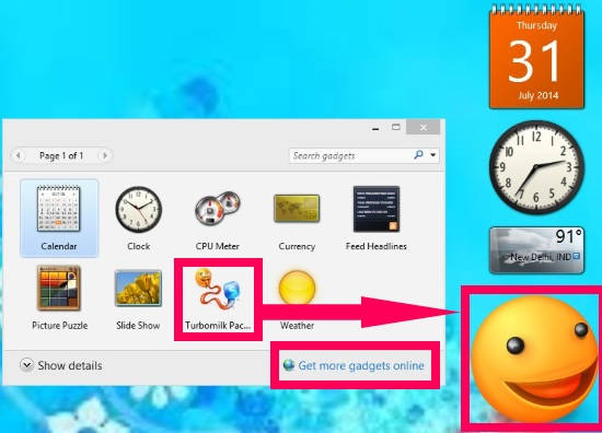 Windows 8 Desktop Gadgets-Add Online