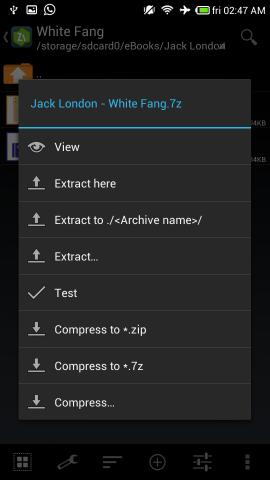 Zarchiver for android options