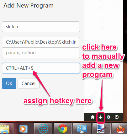add a new program and assign hotkey