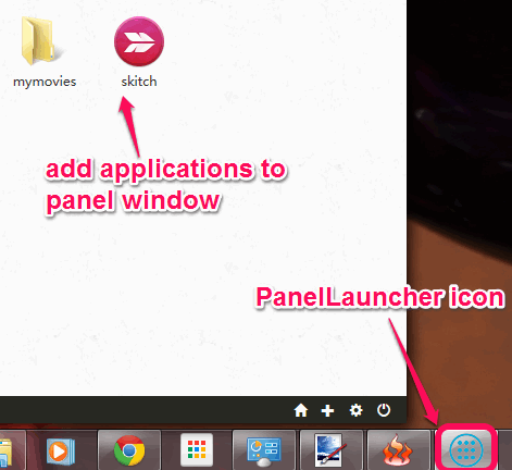 add applications to panel window