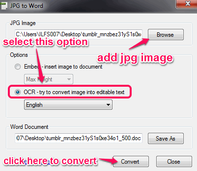add jpg image and convert