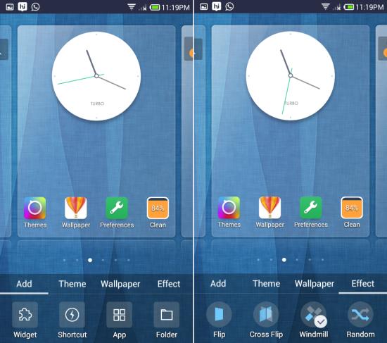 add to the home screen Turbo Launcher EX for Android