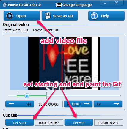 add video and set start and end points