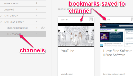bookmarks saved to channels