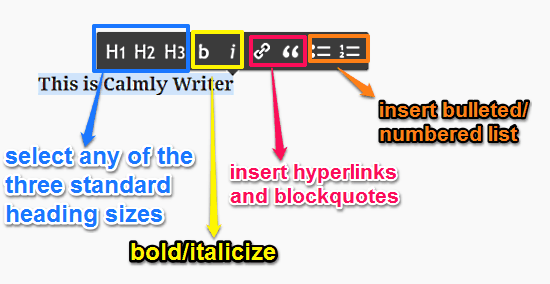 calmly writer options