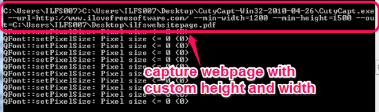 capture full webpage with custom height and width