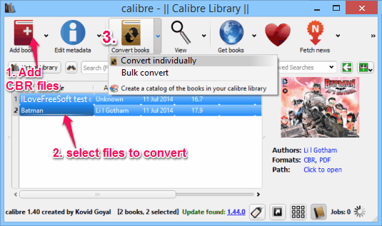 cbr to pdf converter - Calibre