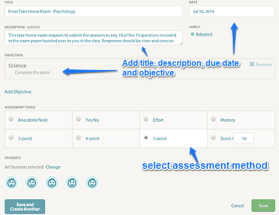 create activity freshgrade