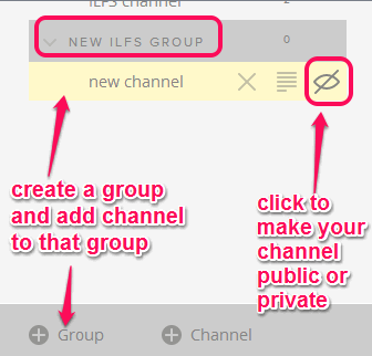 create group and add channel