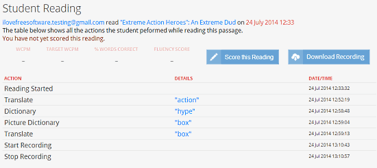 detailed student reading fluency tutor header