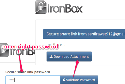 enter password and download the file