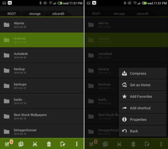 interact with a file in Fo File Manager for android