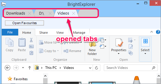 opened tabs