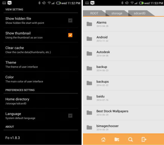 preferences in Fo File Manager for android