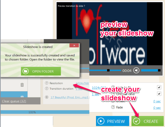 preview and create slideshow