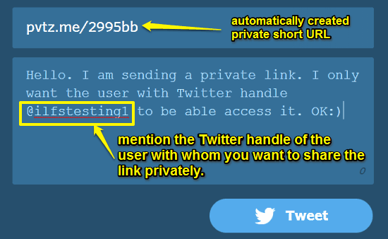 privatized link and tweet