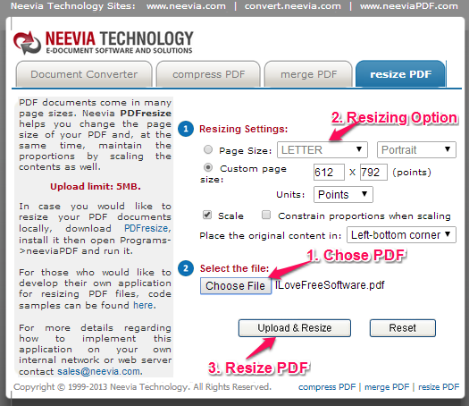 resize pdf online - Neevia Technology