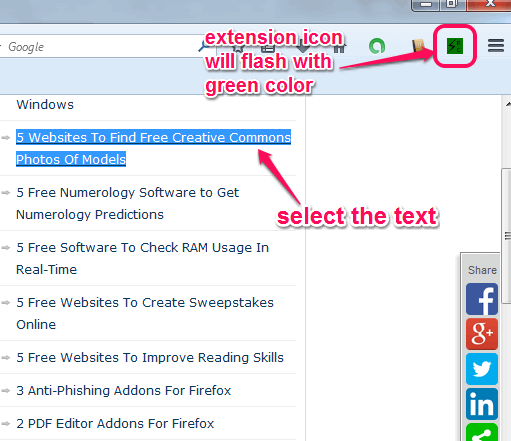 select text to copy automatically
