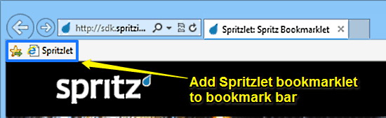 spritz bookmarklet add