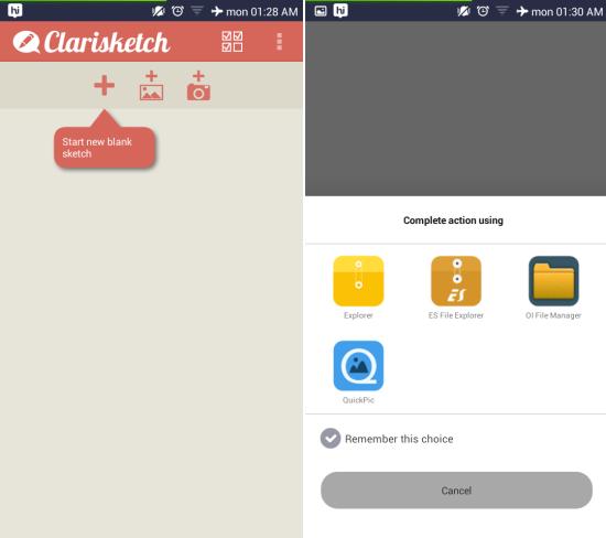 using  Clarisketch for android
