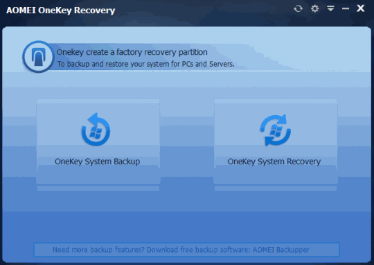 AOMEI OneKey Recovery- interface