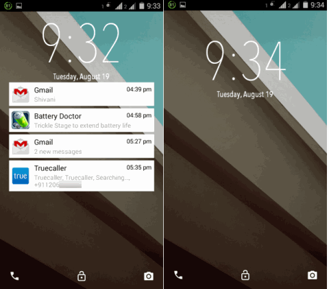 Android L LockScreen With Notifications