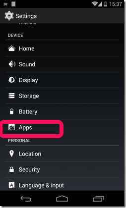 Android Settings - Apps