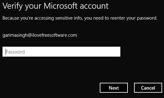 Change Password Windows 8- Verify account