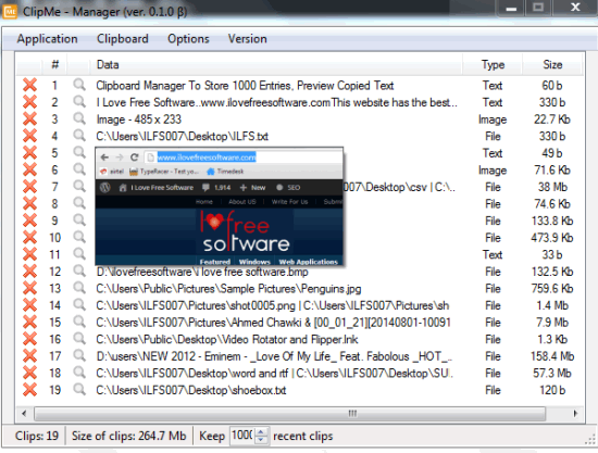 ClipMe- free clipboard manager