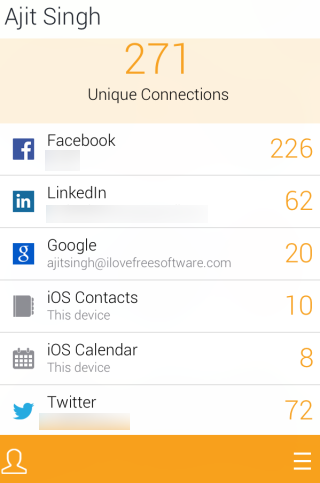 Contacts from Different Social Networks