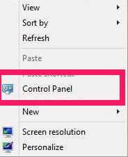 Control Panel-Added to Context Menu