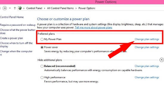 Custom Power Plan-Change settings