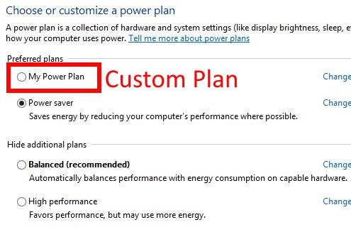 Custom Power Plan