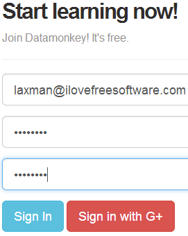 Datamonkey- sign up