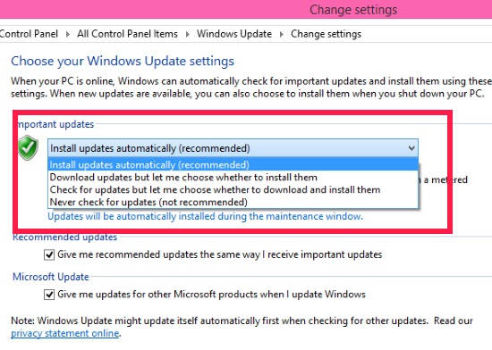 Disable Automatic Windows Updates-Control Panel