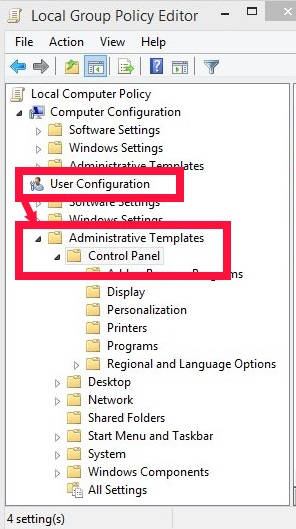 Disable PC Settings and Control Panel-Control Panel