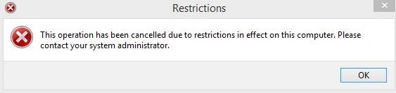 Disable PC Settings and Control Panel-Restrictions Box