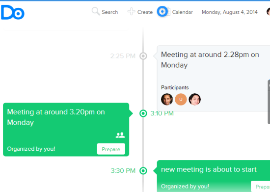 Do- timeline view of organized meetings