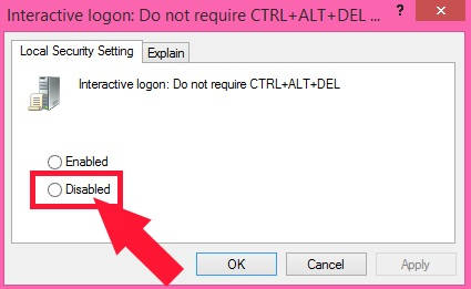 Enable Secure Logon-Disabled