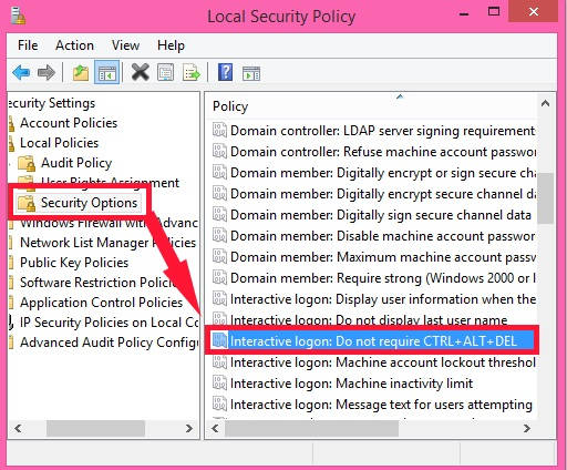 Enable Secure Logon-Security Options