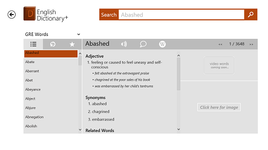 English Dictionary  Words from a category (GRE)