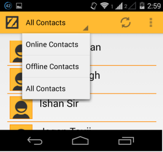List of Contact and Options