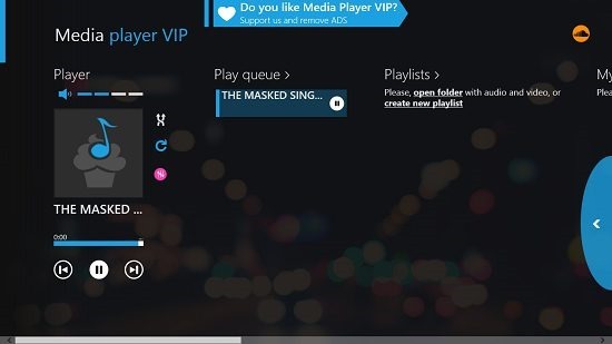 Media Player VIP main screen