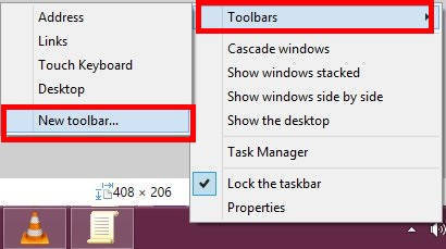 Pin Recycle Bin To Taskbar-New Toolbar