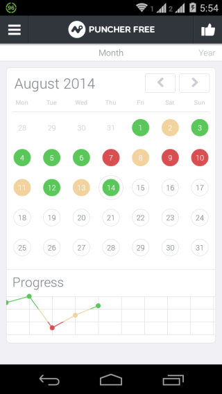 Puncher App Monthly View