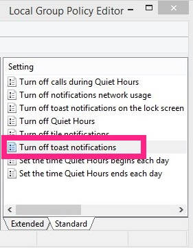 Show Notification-Turn Off Settings