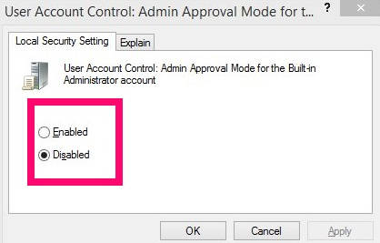 UAC For Built-in Admin-Enabled